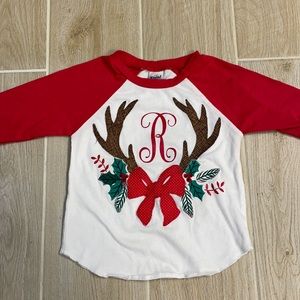 R monogram Christmas shirt